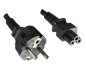 Preview: Mains cable Europe CEE 7/7 to C5, 0.75mm², VDE, black, length 3.00m